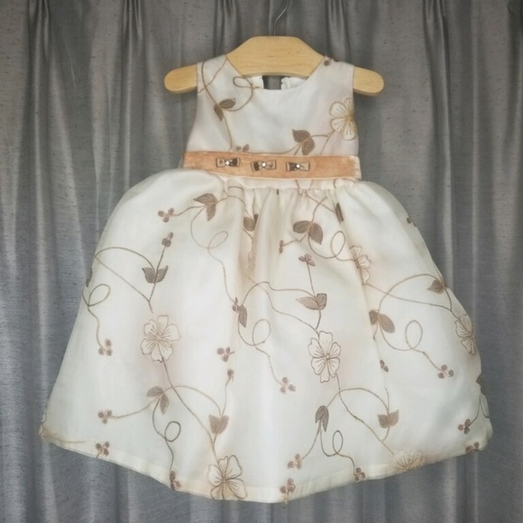 IVORY FORMAL GIRLS DRESS Sz. 12 mo. Elena Designs - Picture 1 of 7
